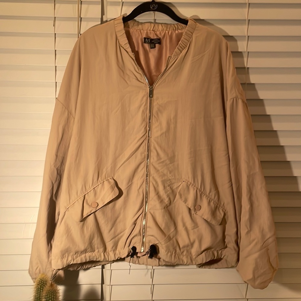 pink zip down jacket